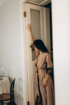 Women's long robe: SOFT BROWN & FRENCH LACE  Long