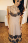 Women's nightgown: SOFT BROWN & FRENCH LACE