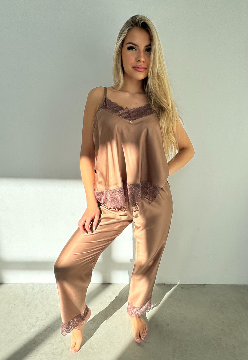 Women's long-pajama: BROWN & BROWN