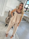 Women's long-pajama: LATTE & BROWN