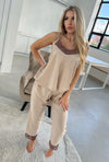 Women's long-pajama: LATTE & BROWN