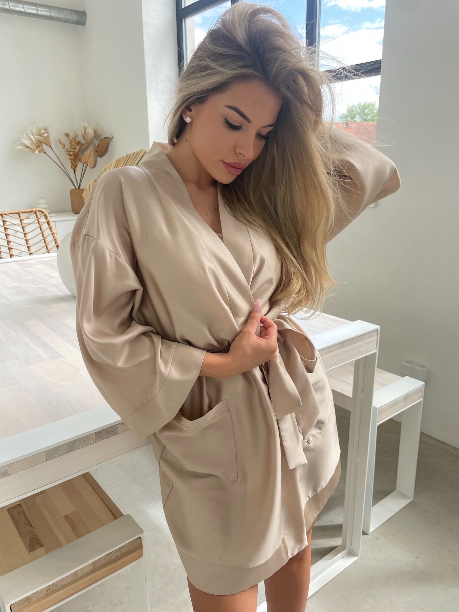 Women's robe: LATTE Kimono – ZIGZAG FACTORY