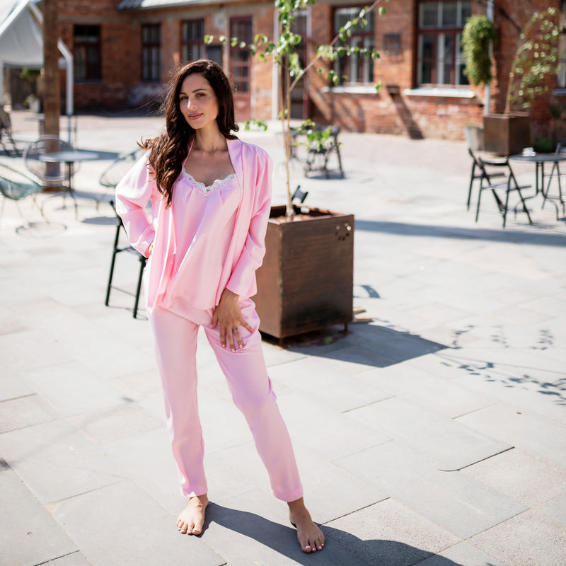 Women's long-pajama: PINK no lace & long sleeve set