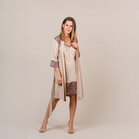 Nightwear robe set BEIGE&BEIGE_ROLL- Nightwear: robe and pajana