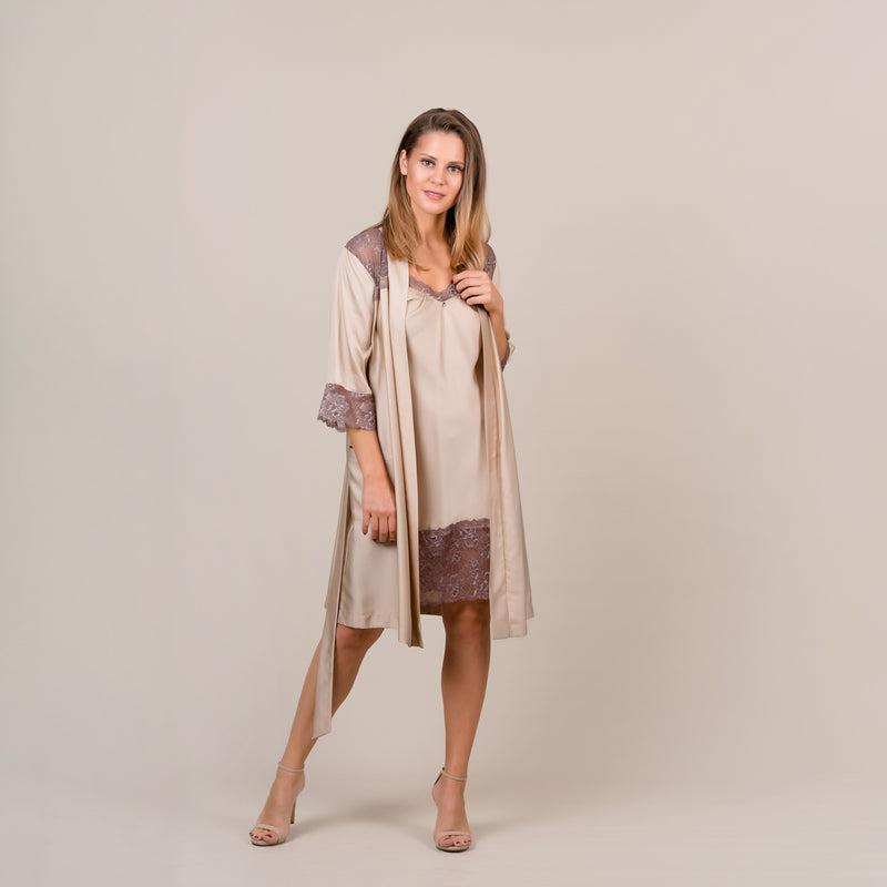 Women's nightgown "BEIGE&BEIGE_DROLL"-ZIGZAGFACTORY SLEAPWEAR,nightie2