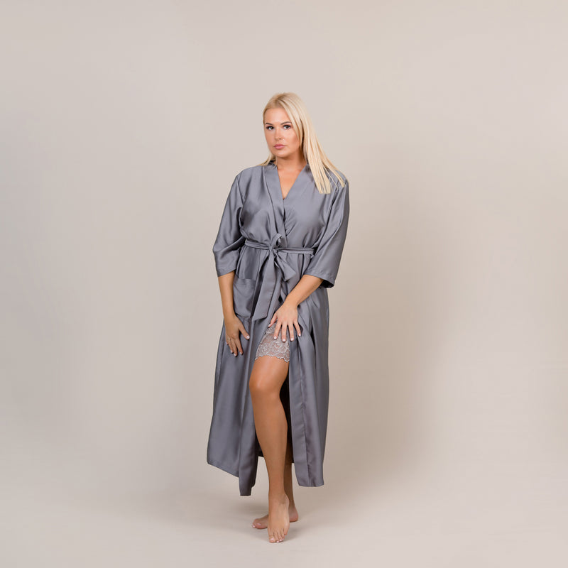 Women's long robe "GRAY"-ZIGZAGFACTORY WEDDING DRESS