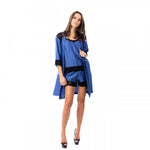 Nightwear robe set "BLUE&BLACK_SHORT"- Nightwear: robe and nightgown