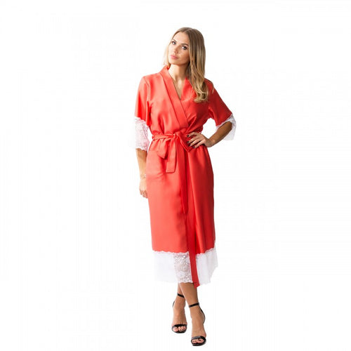 Women's long robe "RED&WHITE_ROLL"-ZIGZAGFACTORY WEDDING DRESS