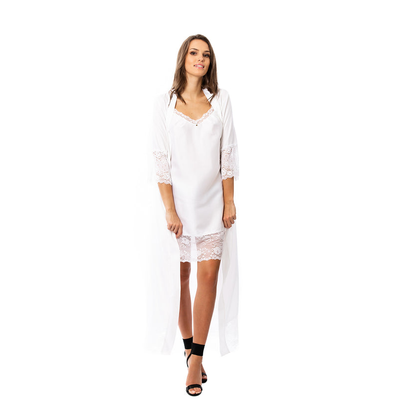 Nightwear robe set "WHITE&WHITE_ROOL"- Nightwear: robe and nightgown