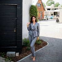 Women's long-pajama “GRAY_no lace" longsleeve set